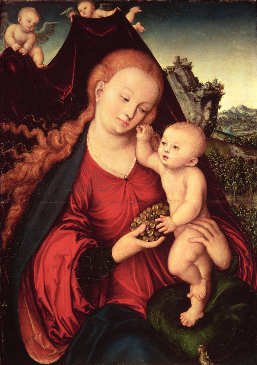 Madonna és gyermek (olaj a panelen) alkotó: Lucas the Elder Cranach