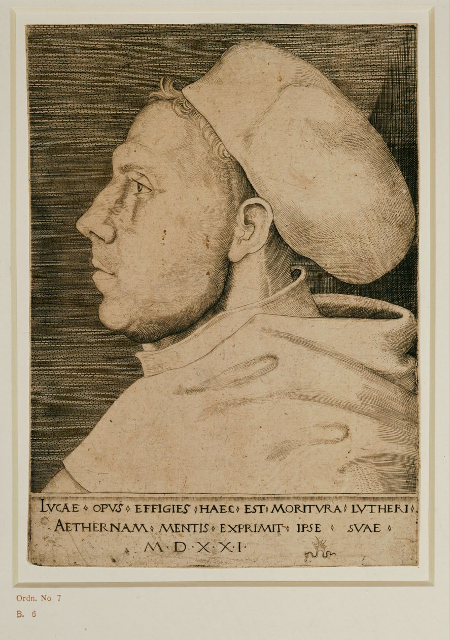 Luther Márton orvosi sapkával. Metszet ... (metszet) alkotó: Lucas the Elder Cranach