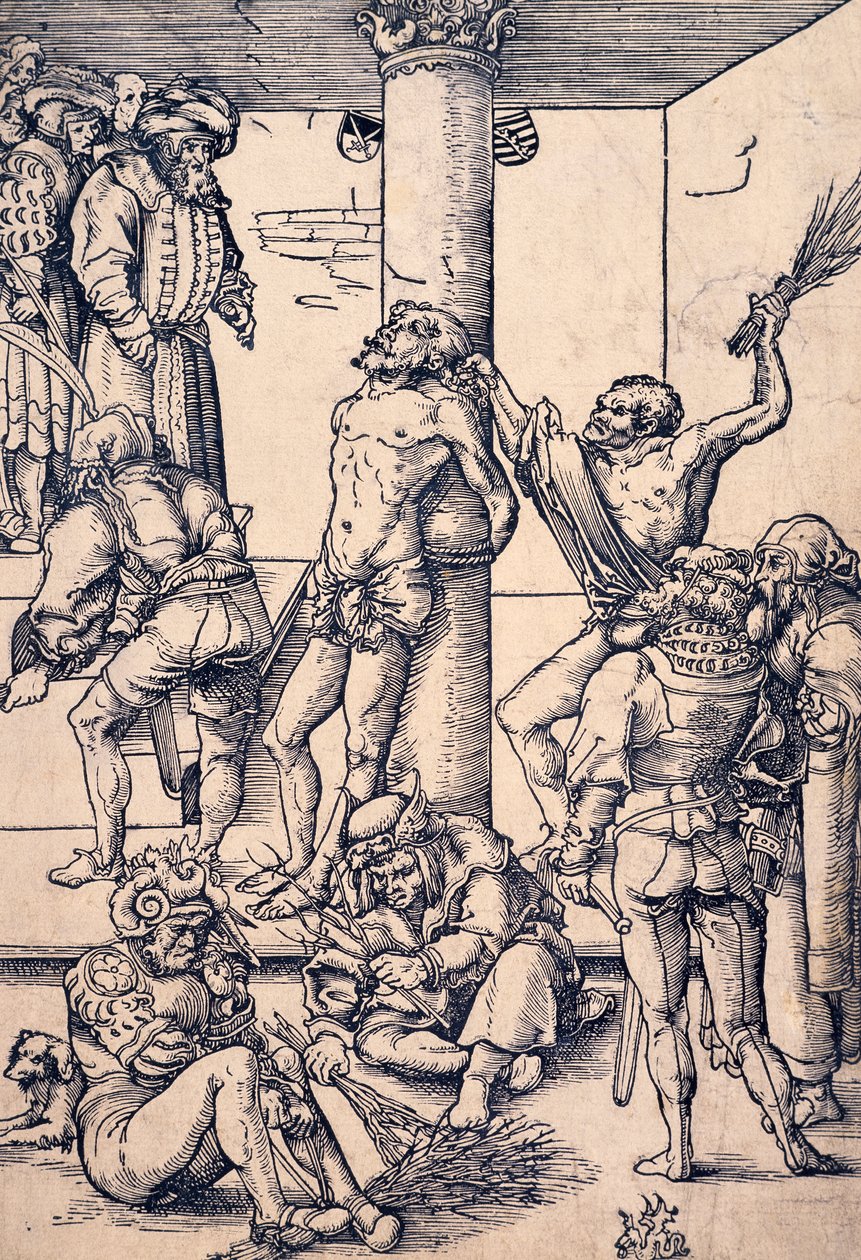 Krisztus szenvedése: korbácsolás, idősebb Lucas Cranach (1472-1553), fametszet alkotó: Lucas the Elder Cranach