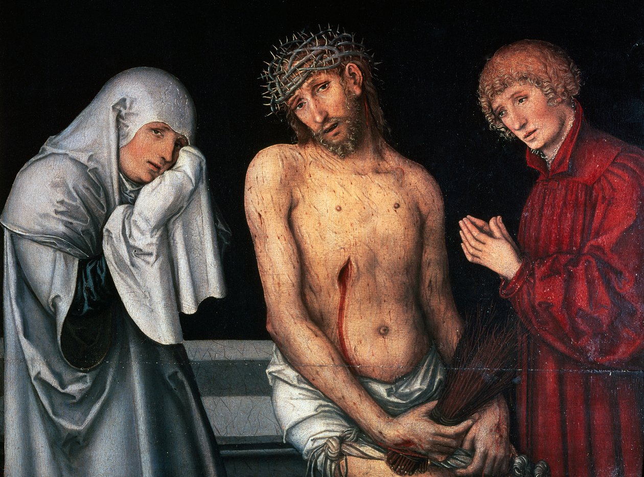 Pieta, Lucas Cranach idősebb (1472-1553), tempera a táblán. Németország alkotó: Lucas the Elder Cranach