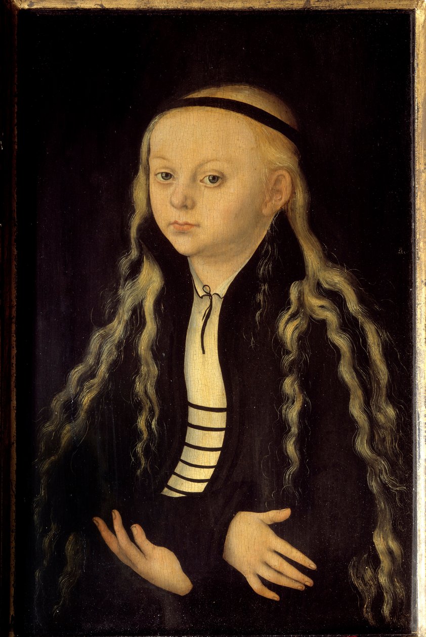 Luther Magdalena (1529-1542), Luther Márton lányának portréja Lucas Cranach, az Öreg (vagy az idősebb) festménye alkotó: Lucas the Elder Cranach