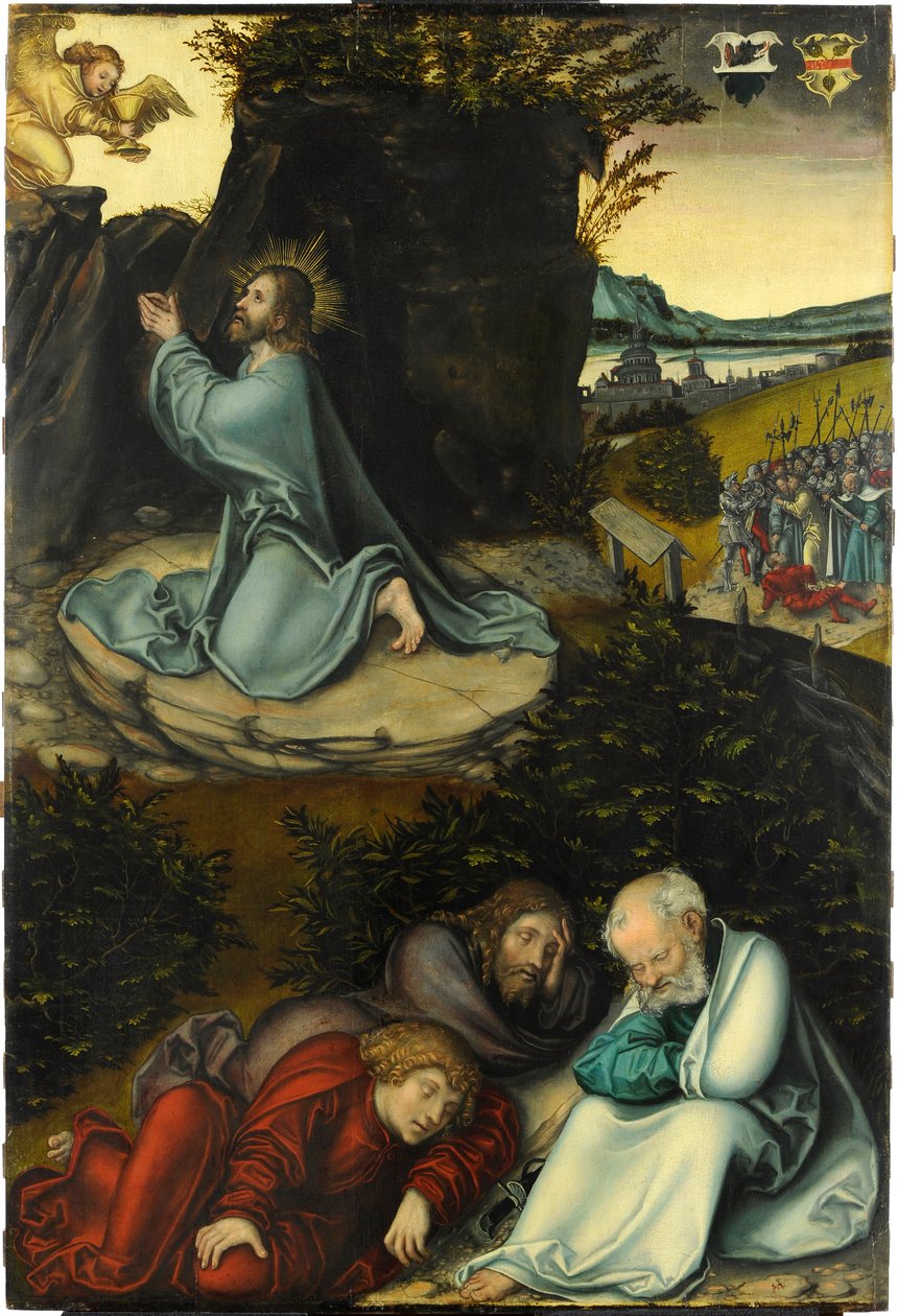 Az agónia a kertben, Cranach, Lucas, az idősebb (1472-1553). Olaj, fa, 1540 körül. Méretek: 86,5x58,5 cm. Múzeum Kunstpalast, Düsseldorf alkotó: Lucas the Elder Cranach