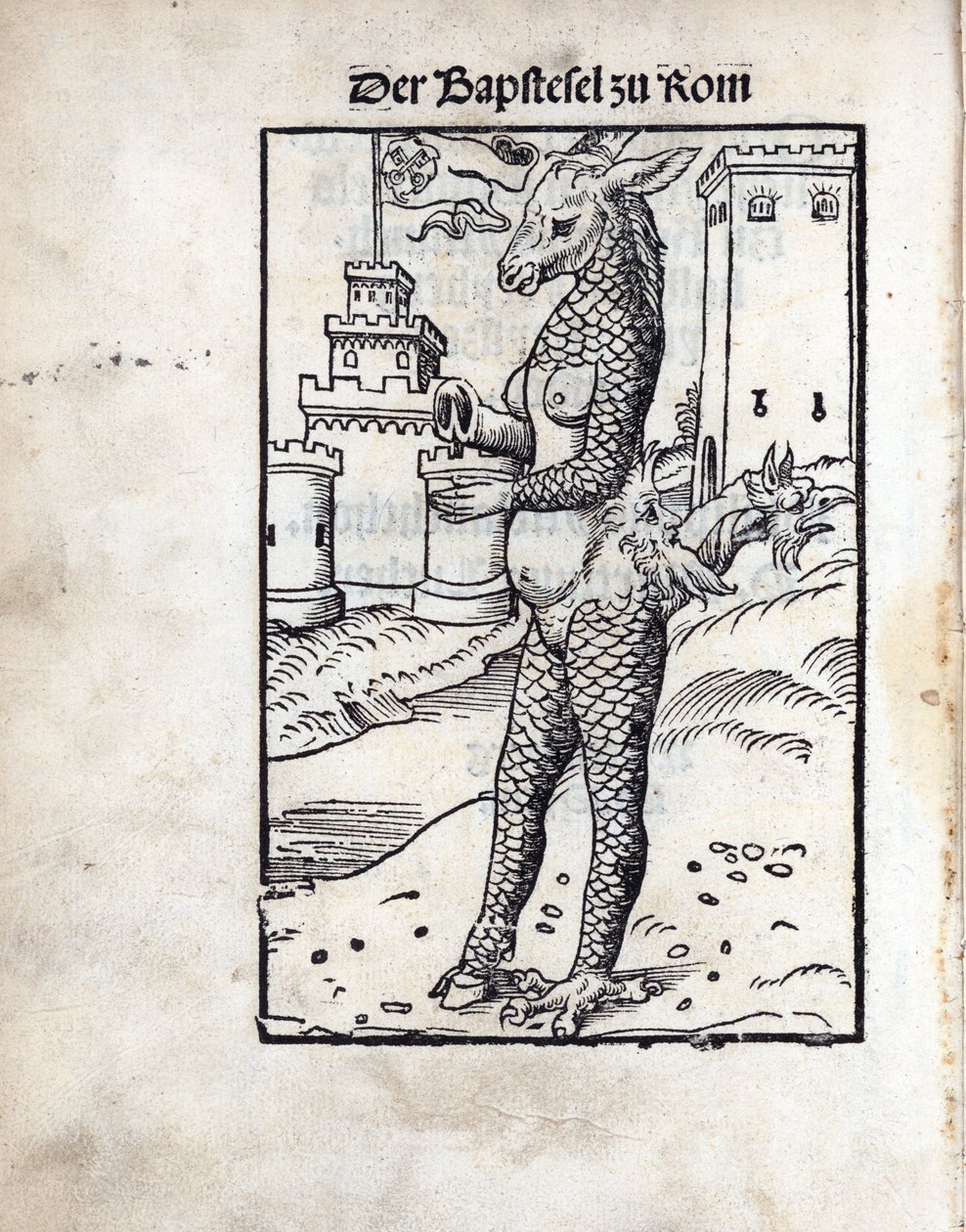 Cranach, Lucas, az idősebb (1472-1553) a Bapstesel zu Rom (A pápai asse vagy A római pápa) Fametszet alkotó: Lucas the Elder Cranach