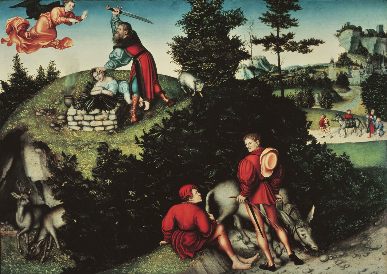 Izsák áldozata (olaj a panelen) alkotó: Lucas the Elder Cranach