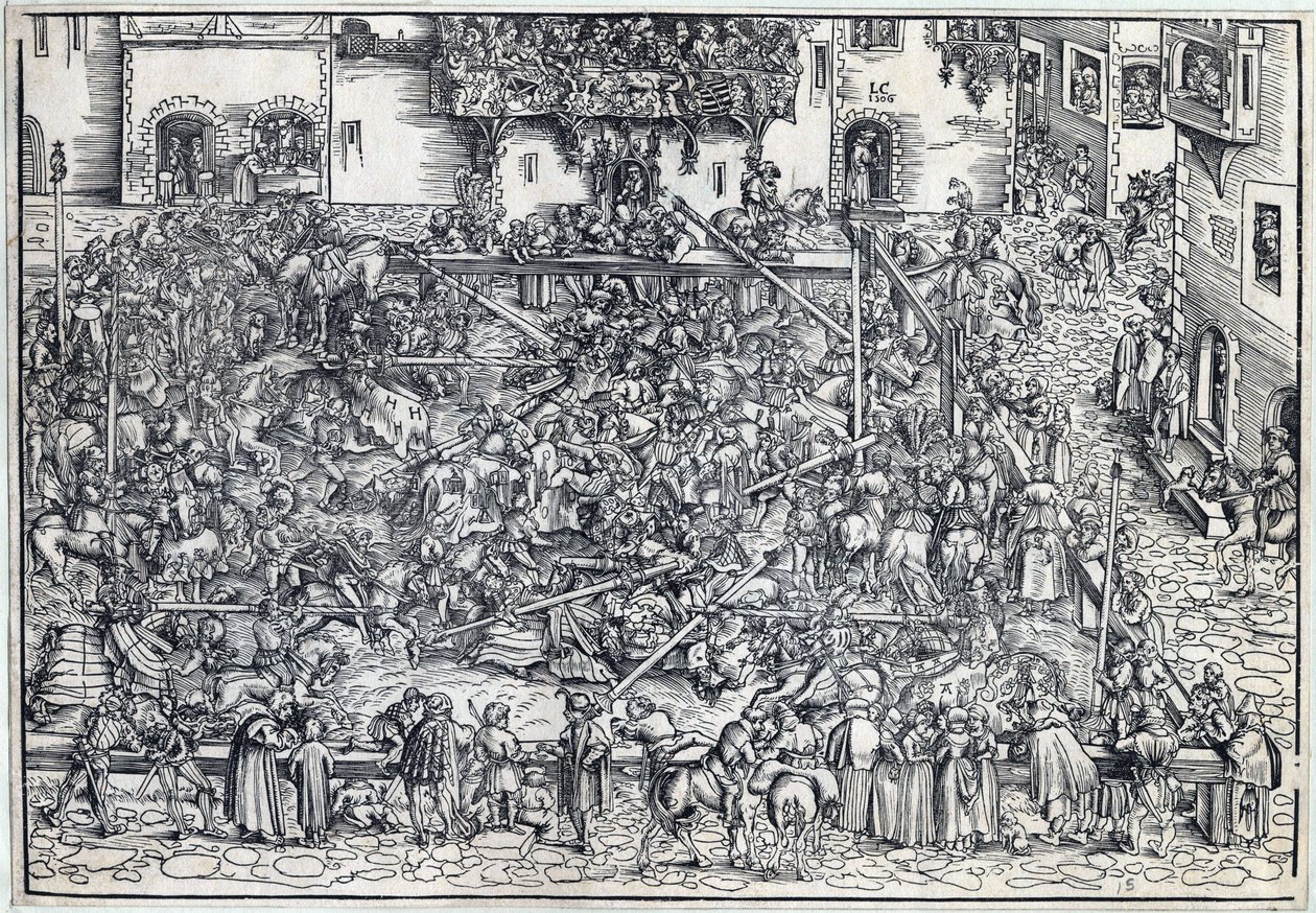 Tournoi - Verseny - Cranach, Lucas, az idősebb (1472-1553) - 1509 - Fametszet - 26,4x38 - Magángyűjtemény alkotó: Lucas the Elder Cranach