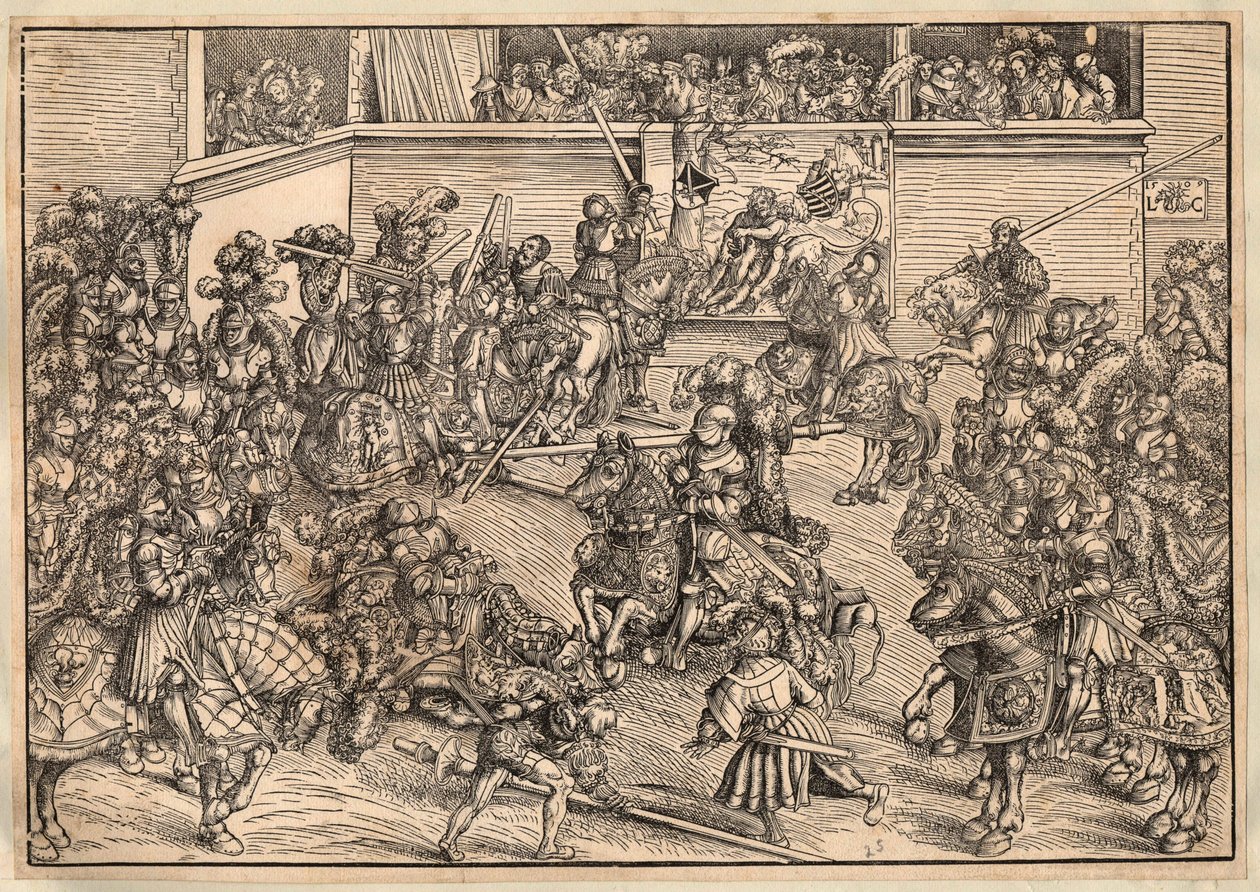 Tournoi - Verseny - Cranach, Lucas, az idősebb (1472-1553) - 1509 - Fametszet - 29,8x42,7 - Magángyűjtemény alkotó: Lucas the Elder Cranach