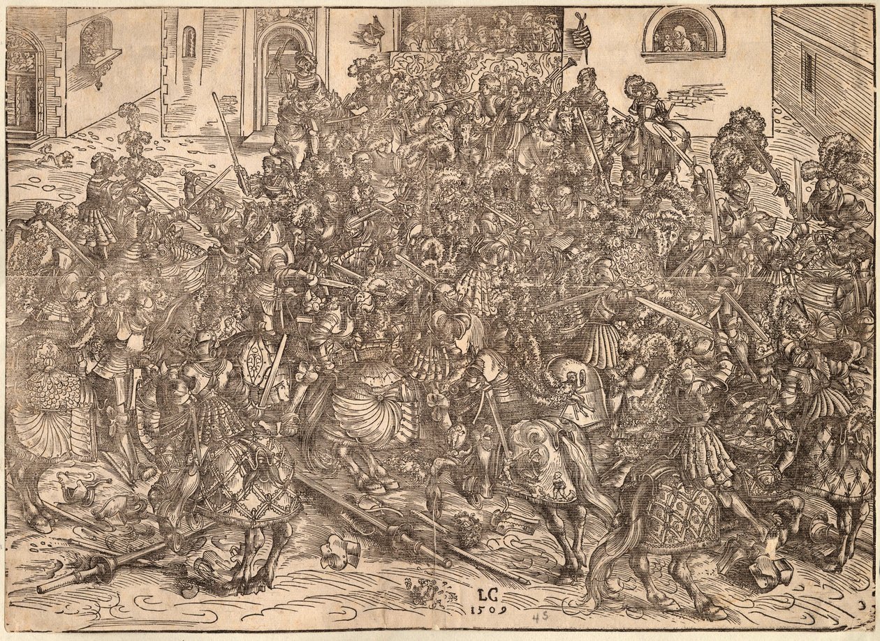 Tournoi - Verseny - Cranach, Lucas, az idősebb (1472-1553) - 1509 - Fametszet - 29,9x41,5 - Magángyűjtemény alkotó: Lucas the Elder Cranach