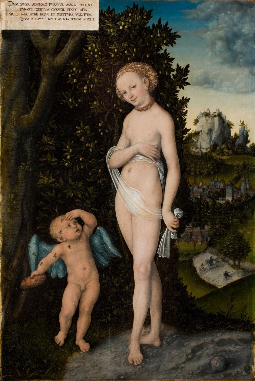 Vénusz Cupido lopással mézet alkotó: Lucas the Elder Cranach