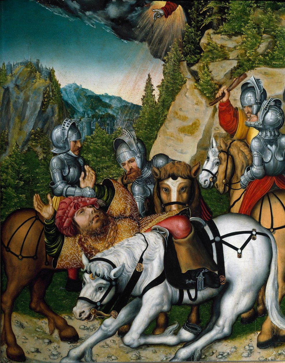Saul bukása vagy Szent Pál megtérése a damaszkuszi úton (Festmény alkotó: Lucas the Younger Cranach