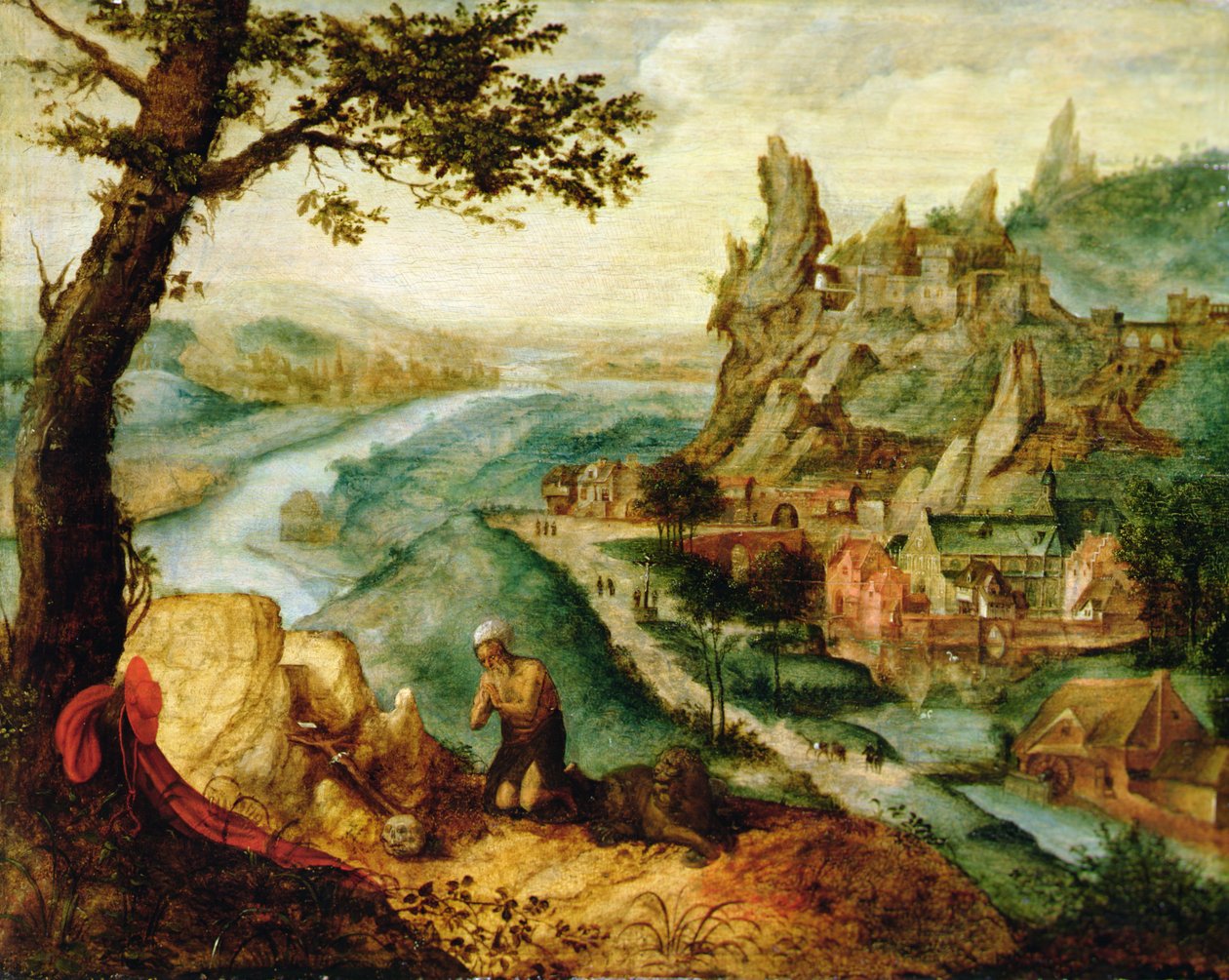 Szent Jeromos egy tájban (olaj, fa) alkotó: Lucas van (c.1490 c.1570) Gassel