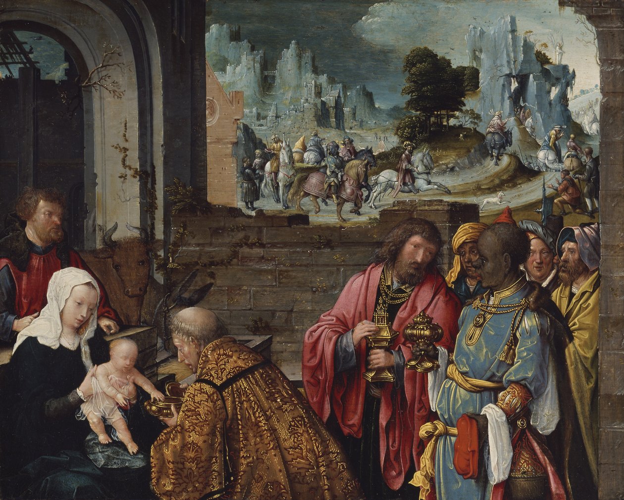 A bölcsek imádása alkotó: Lucas van (follower of) Leyden