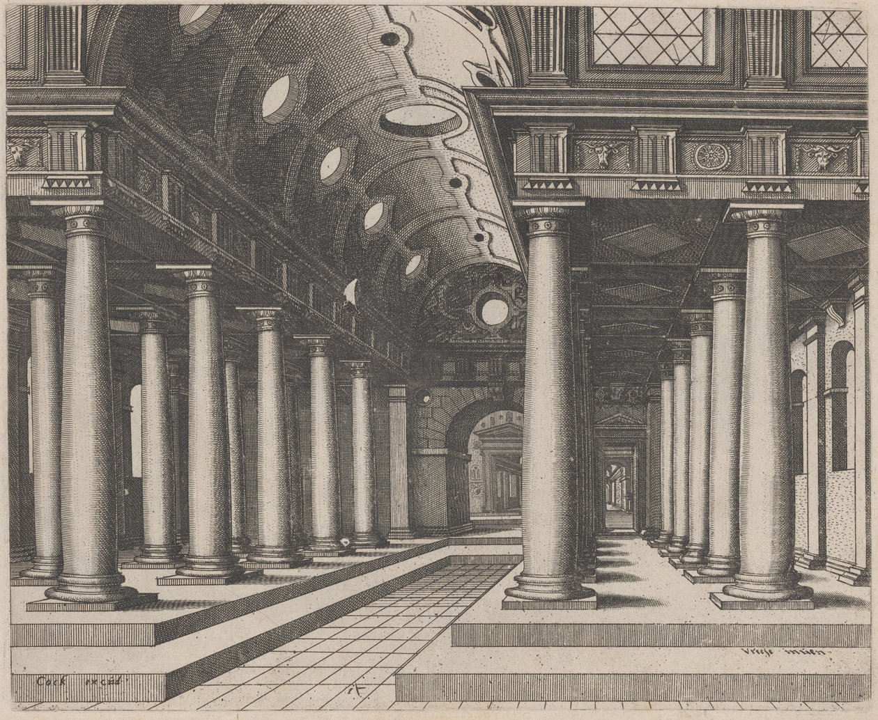 Csarnok hordóboltozattal alkotó: Lucas van Doetechum and Johannes