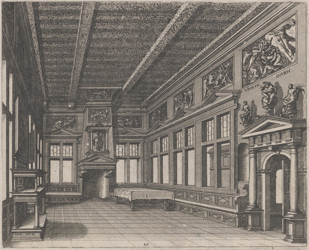 Belső büfé, kémény és vallási festmények alkotó: Lucas van Doetechum and Johannes
