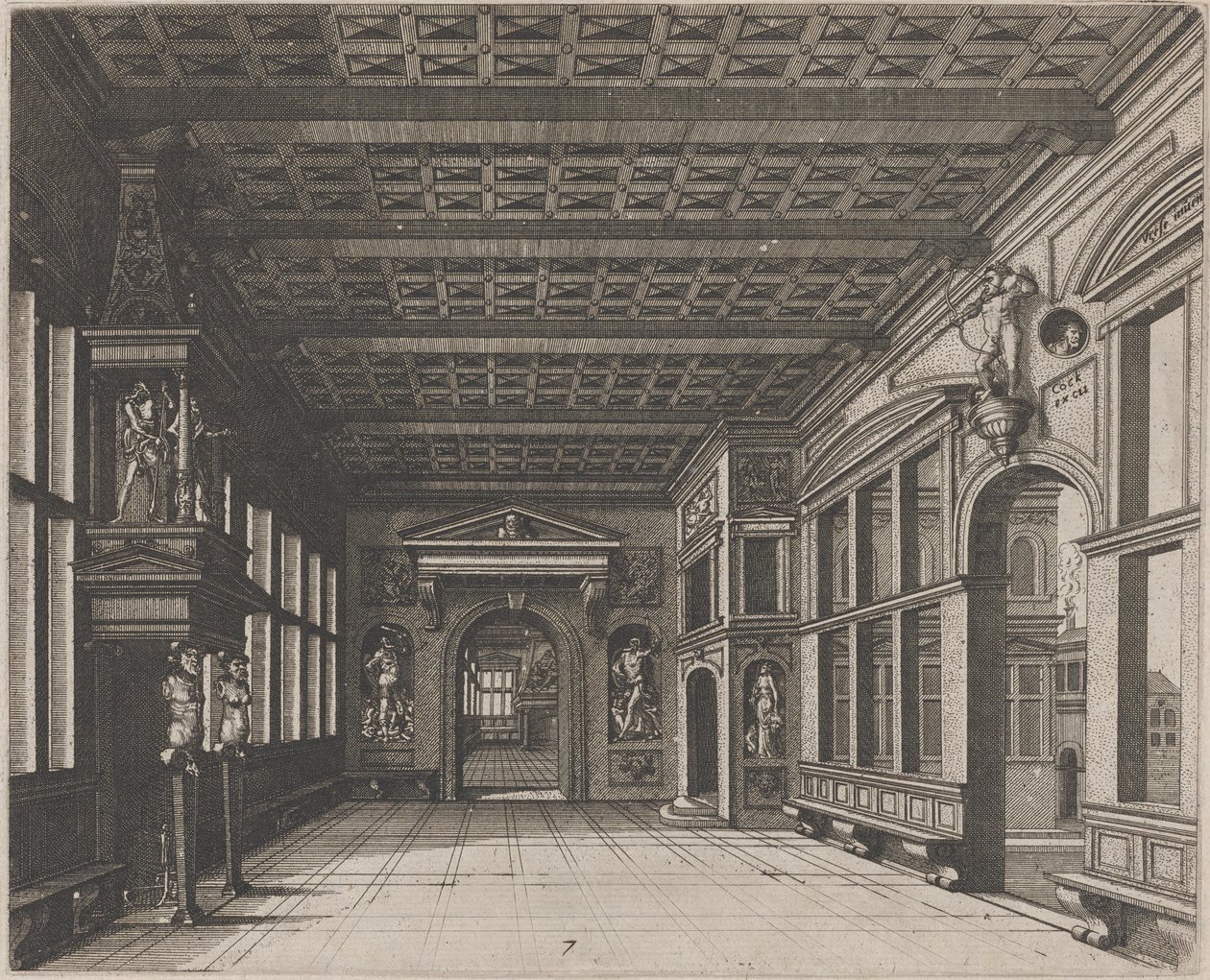 Belső kilátással egy második, kéményes szobába alkotó: Lucas van Doetechum and Johannes