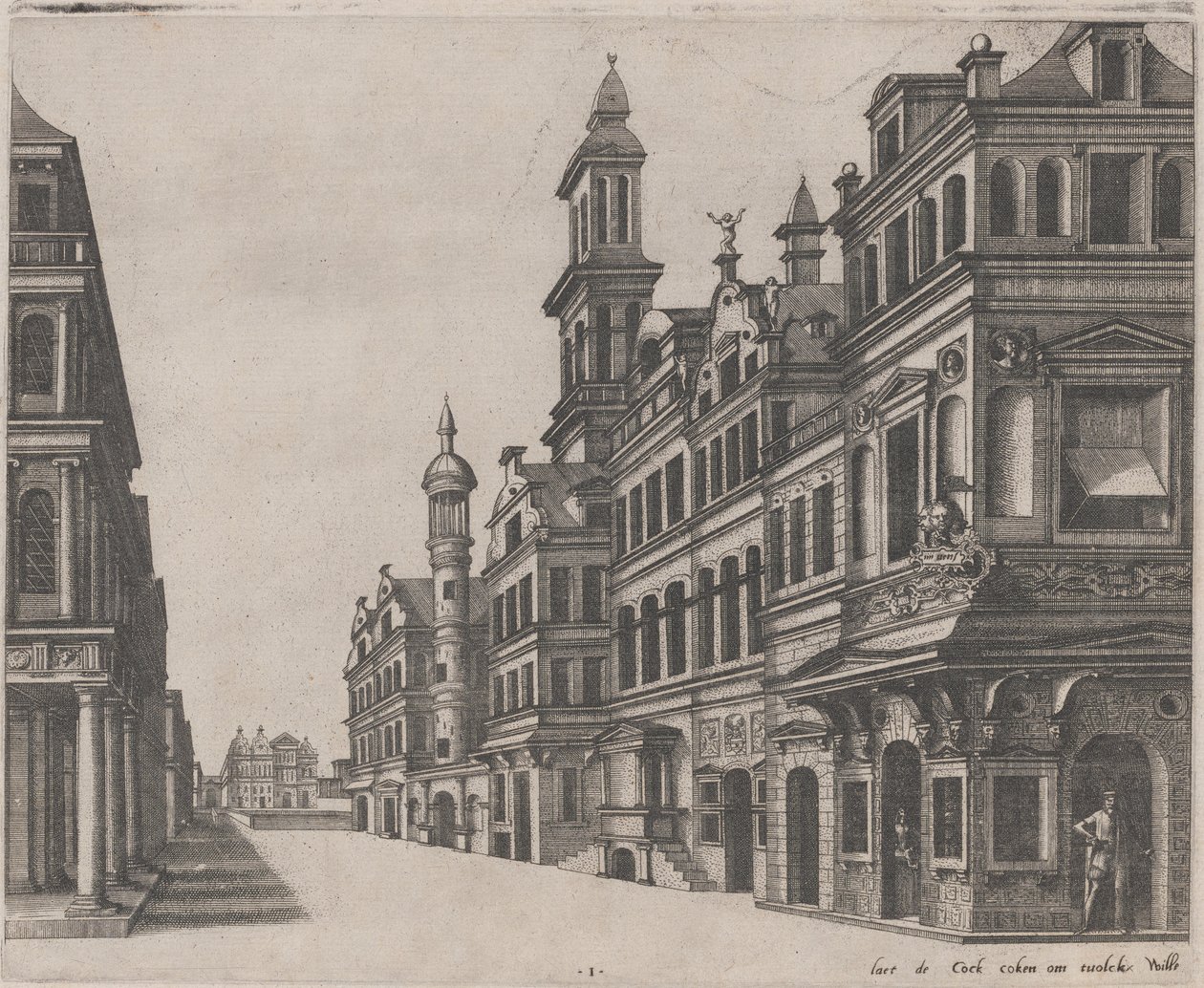 Egy utca perspektivikus képe alkotó: Lucas van Doetechum and Johannes