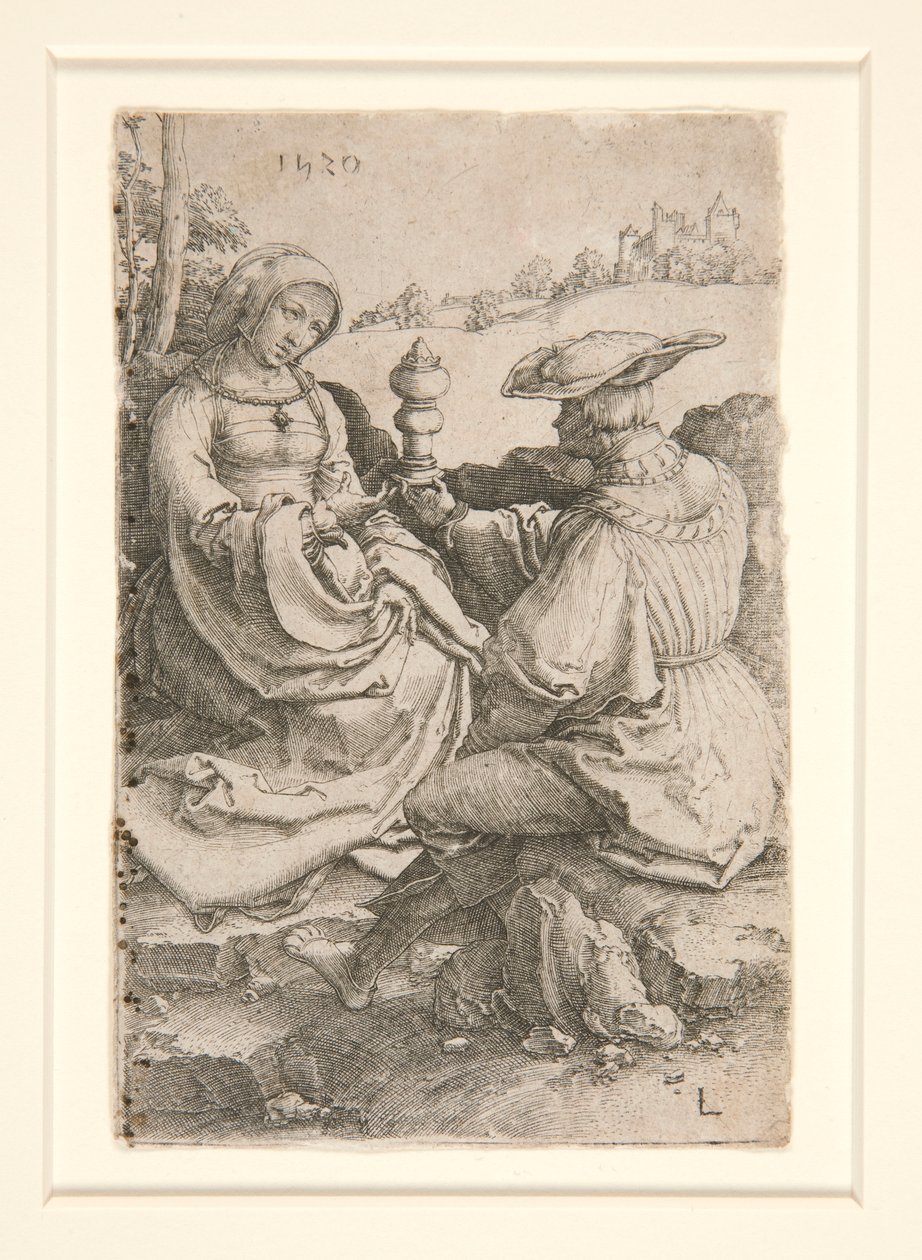 Egy nemes és egy hölgy ül a tájon alkotó: Lucas van Leyden
