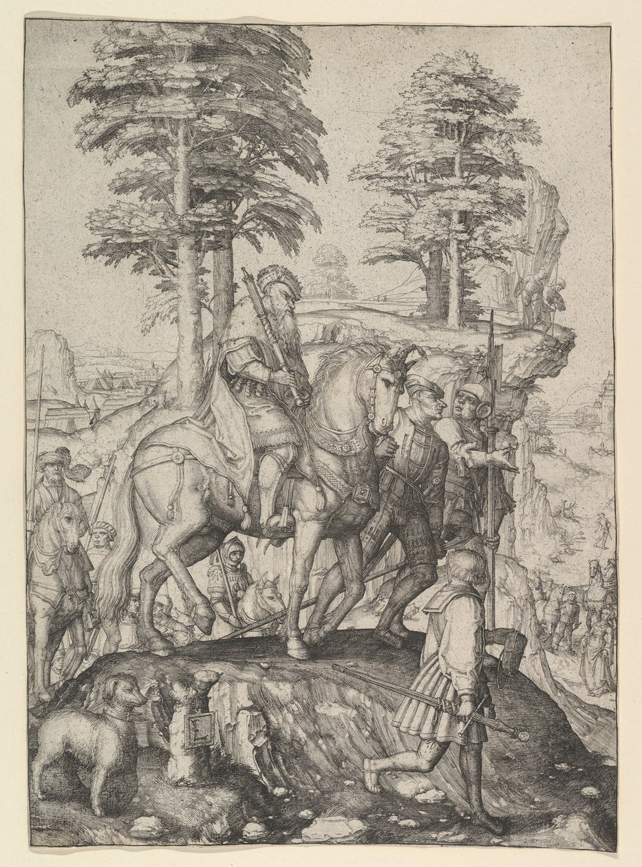 Abigail Dávid előtt, kb. 1507. alkotó: Lucas van Leyden