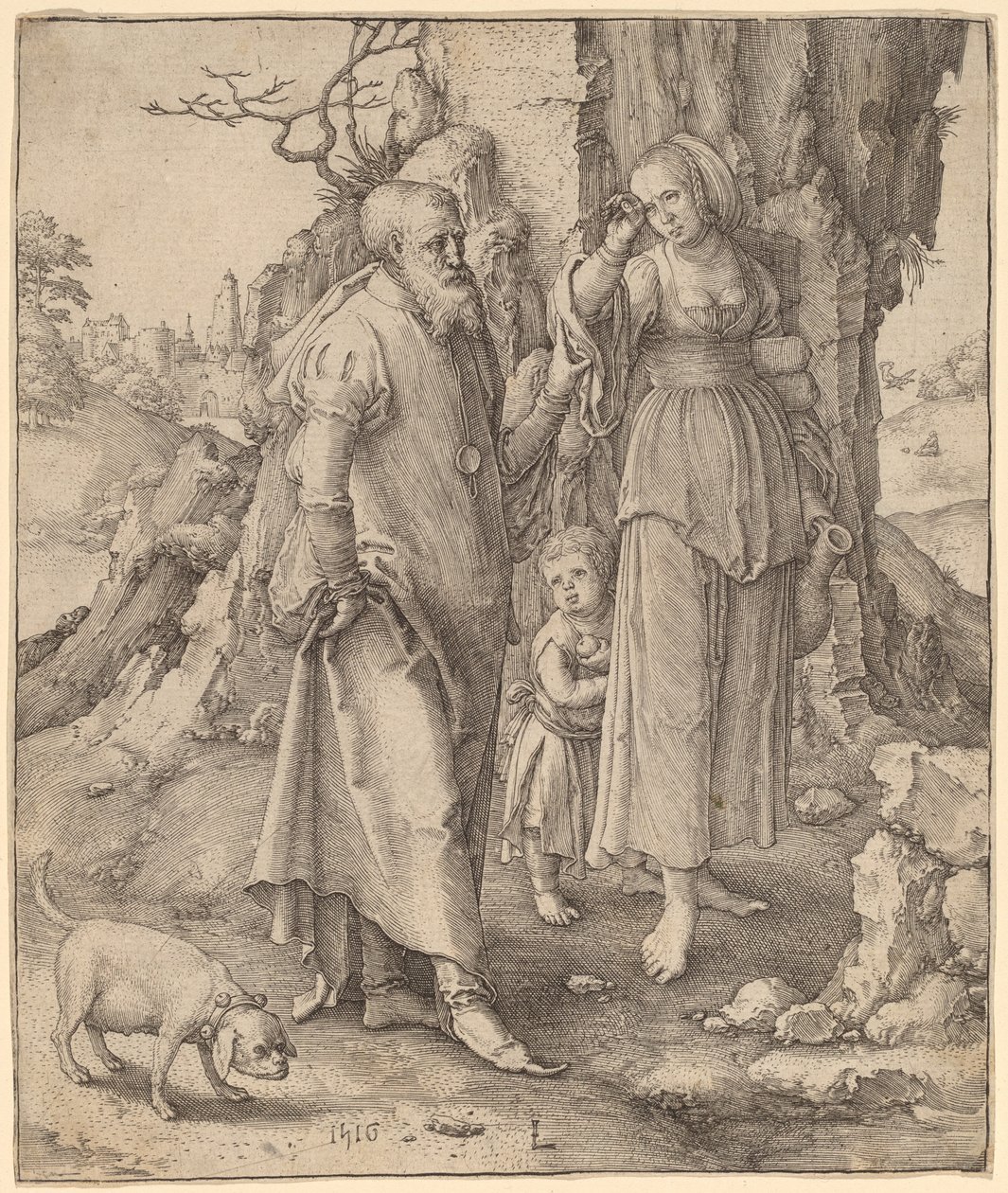 Ábrahám megtagadja Hágart alkotó: Lucas van Leyden