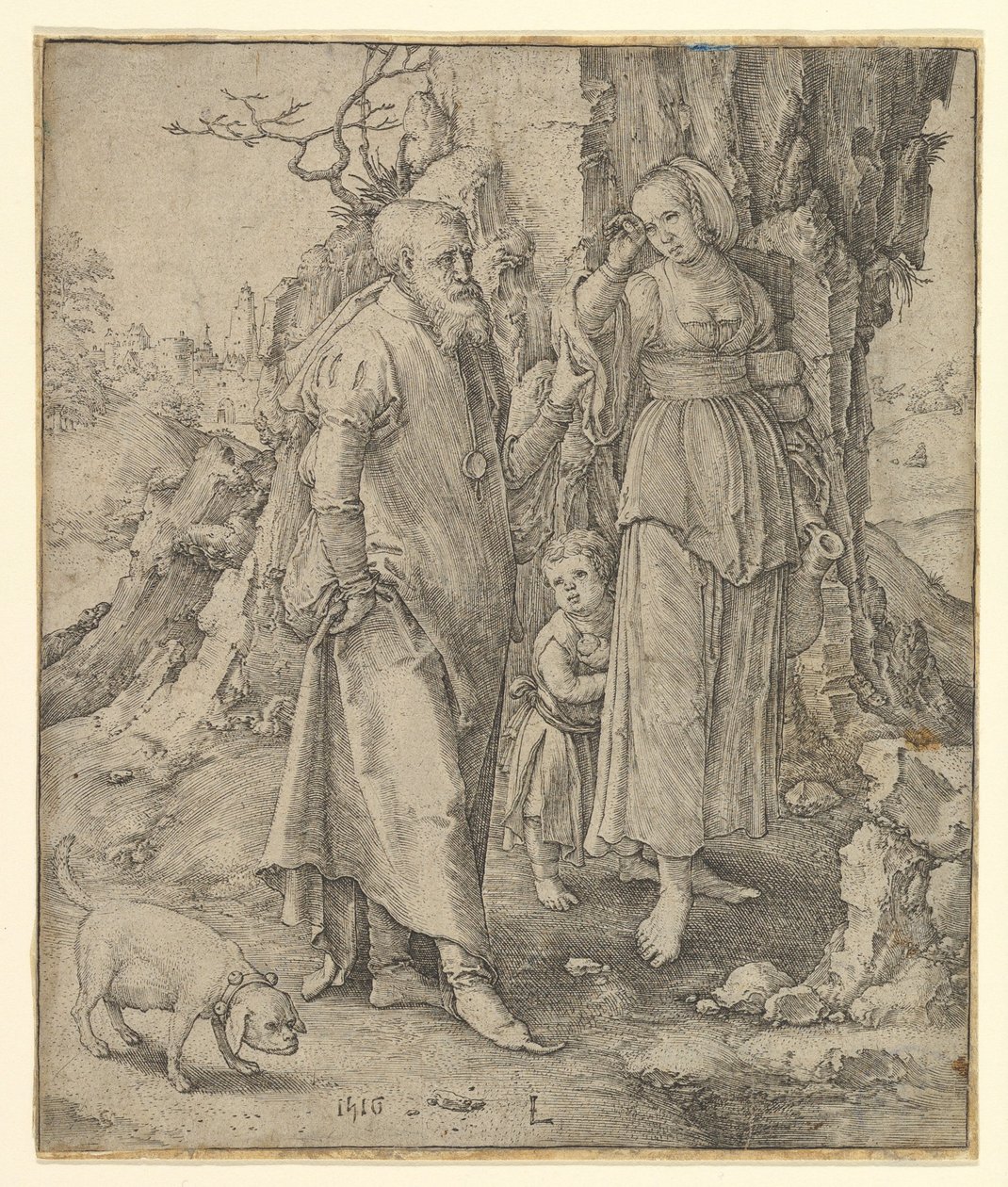 Ábrahám elküldi Hágart, 1516. alkotó: Lucas van Leyden