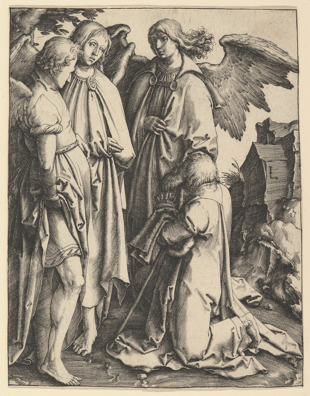 Ábrahám és három angyal, kb. 1513. alkotó: Lucas van Leyden