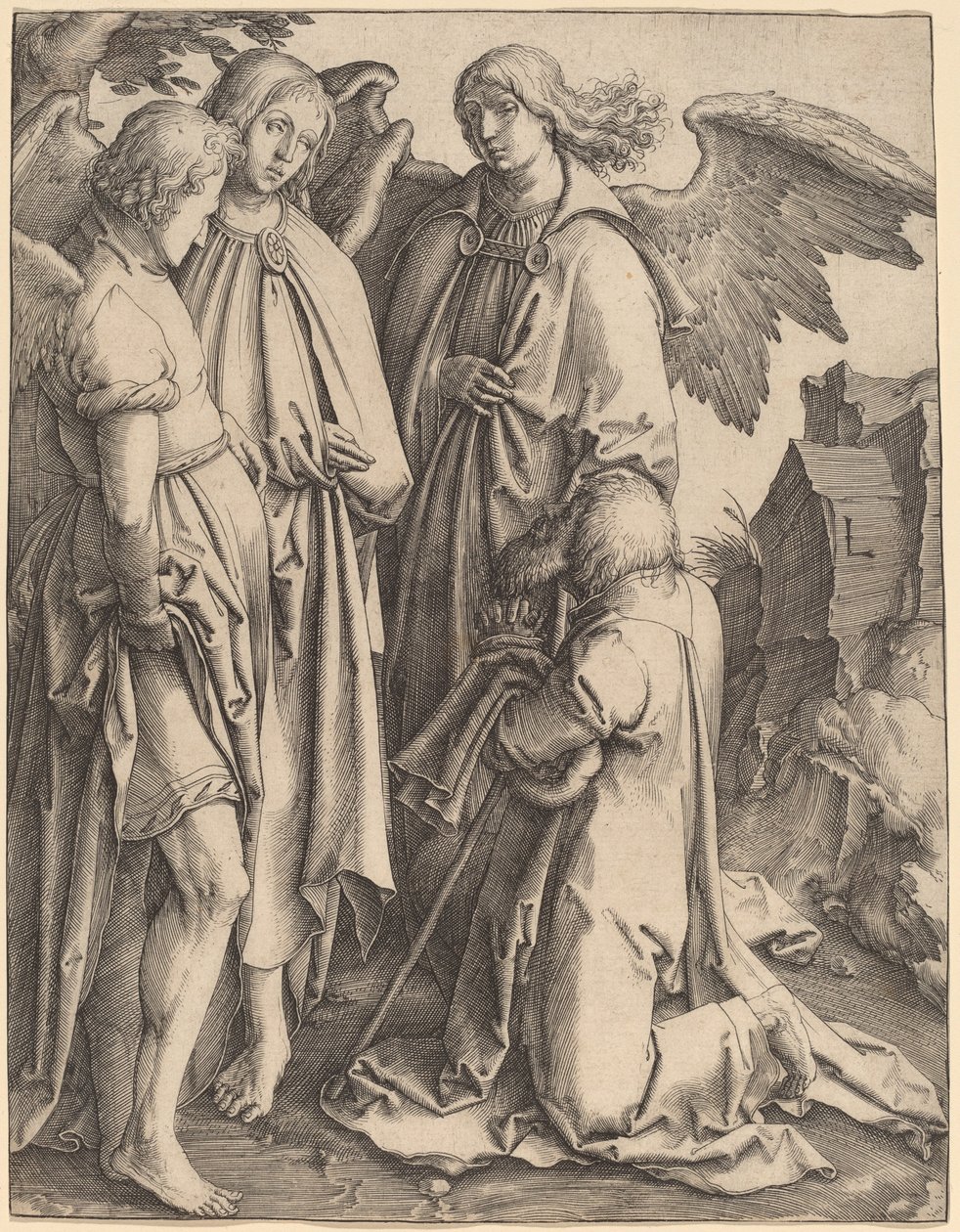 Ábrahám és a három angyal alkotó: Lucas van Leyden
