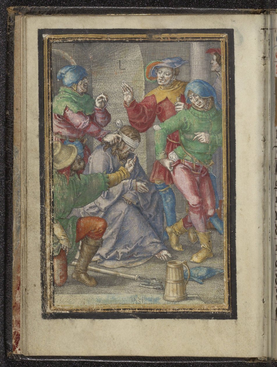 Csúfolódás Krisztus szenvedése (sorozat címe) alkotó: Lucas van Leyden