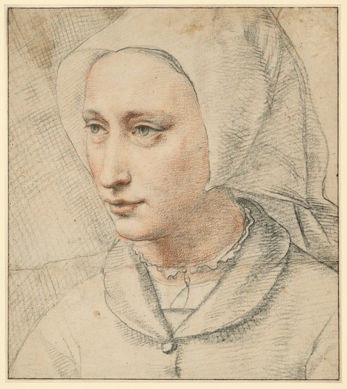 Főkötős nő mellképe, félig balra fordulva alkotó: Lucas van Leyden