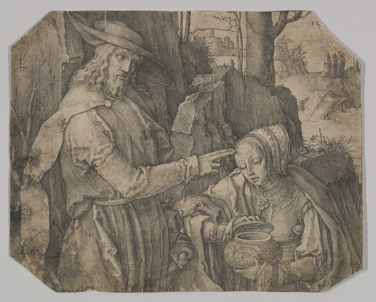 Krisztus megjelenése Szent Mária Magdolnának, mint kertész, 1519. alkotó: Lucas van Leyden