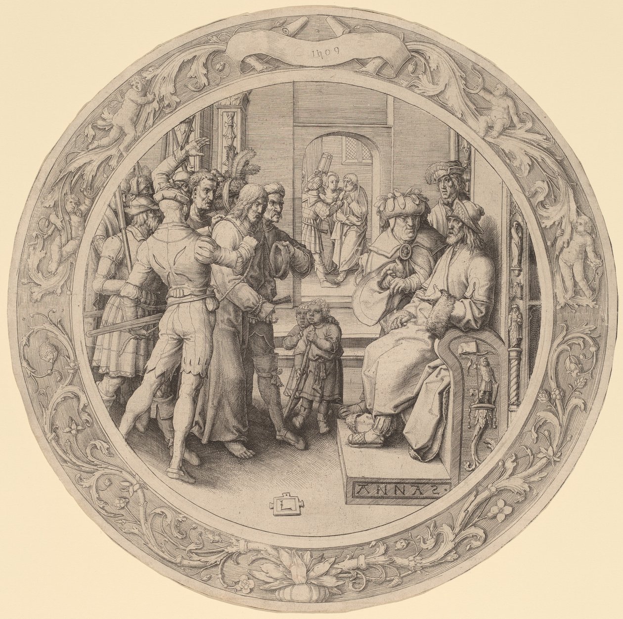 Krisztus Anna előtt alkotó: Lucas van Leyden
