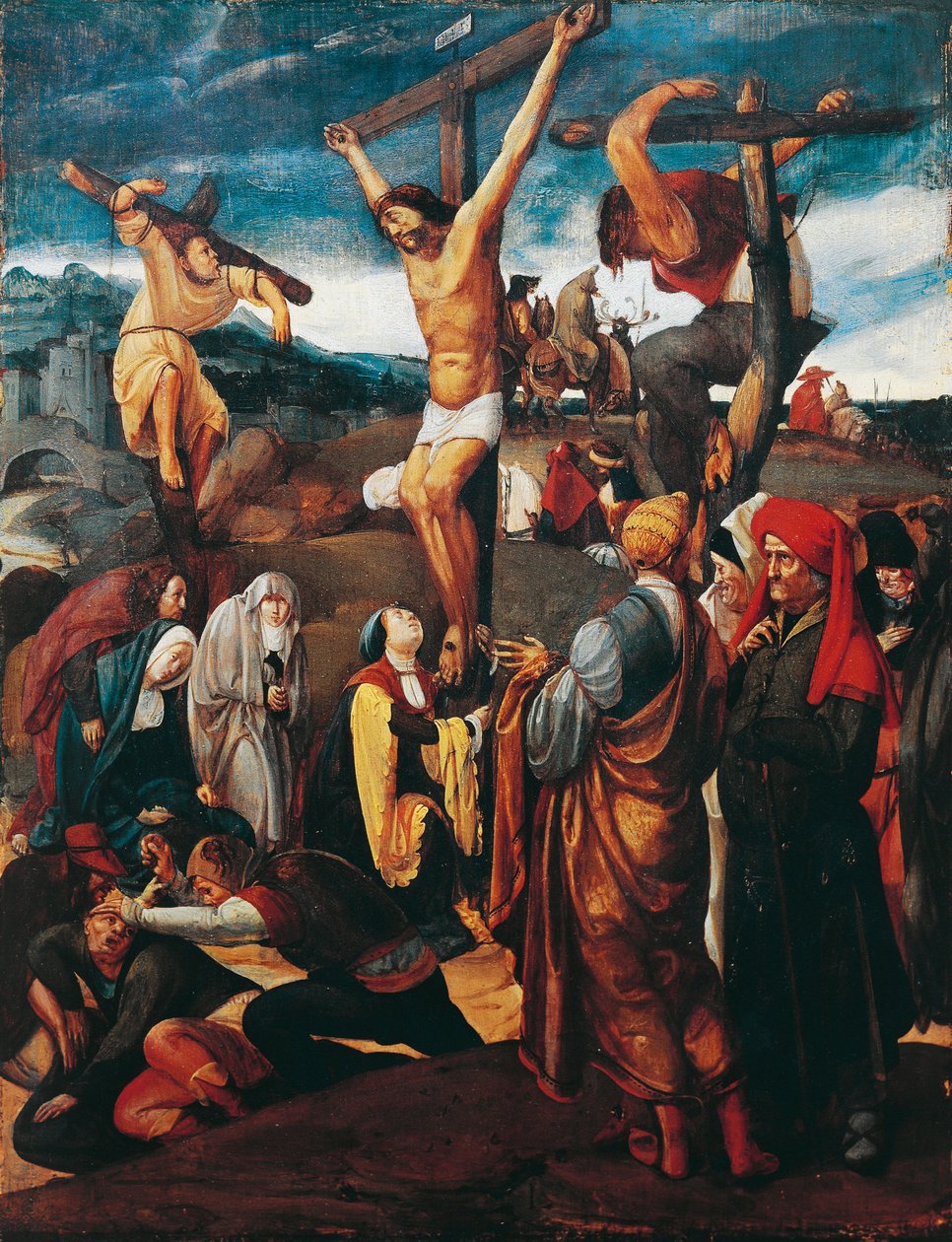 Keresztre feszítés, Lucas van Leyden (körülbelül 1494-1533) alkotó: Lucas van Leyden