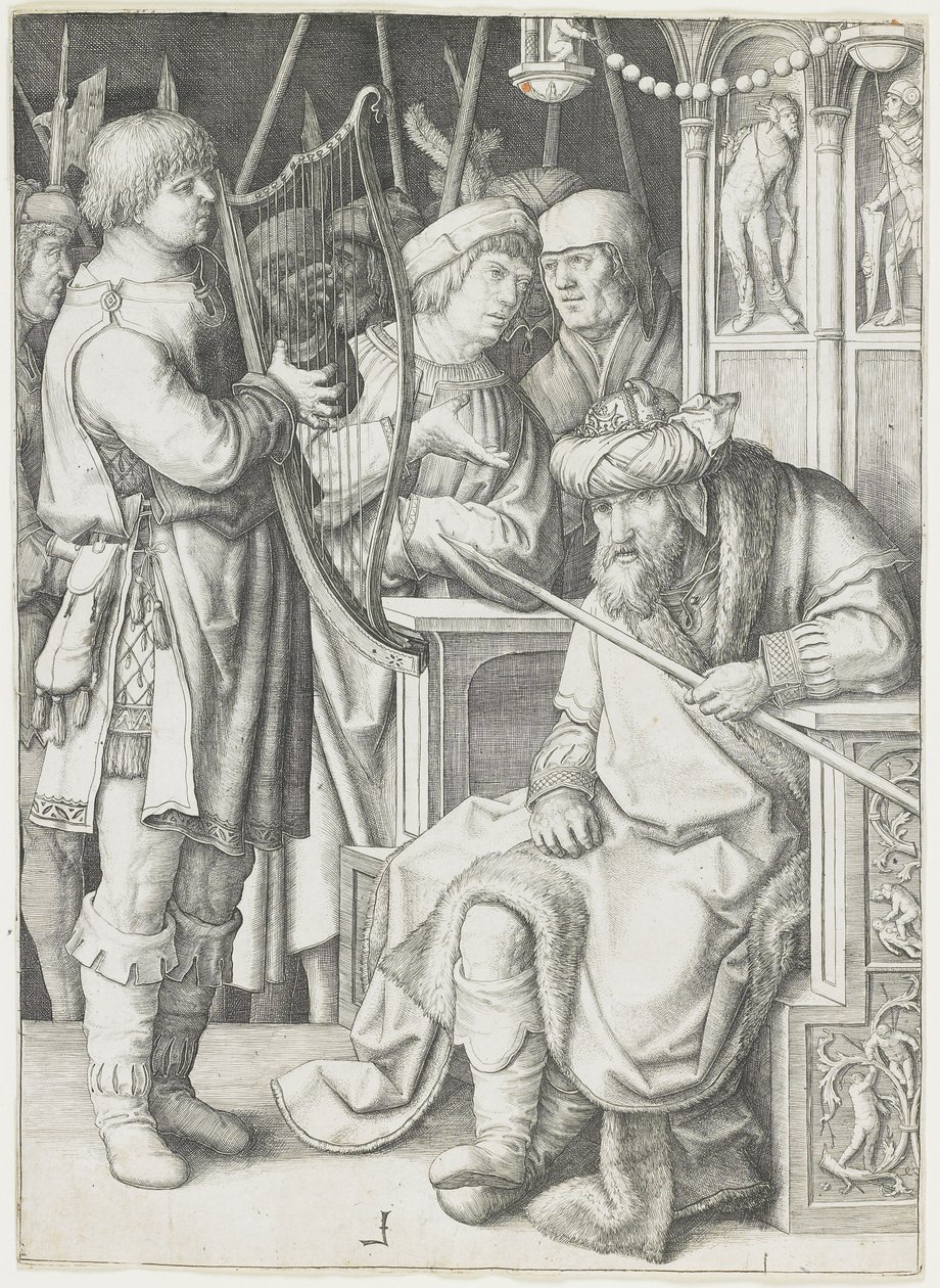 Hárfázó Dávid Saul előtt, 1508 körül alkotó: Lucas van Leyden