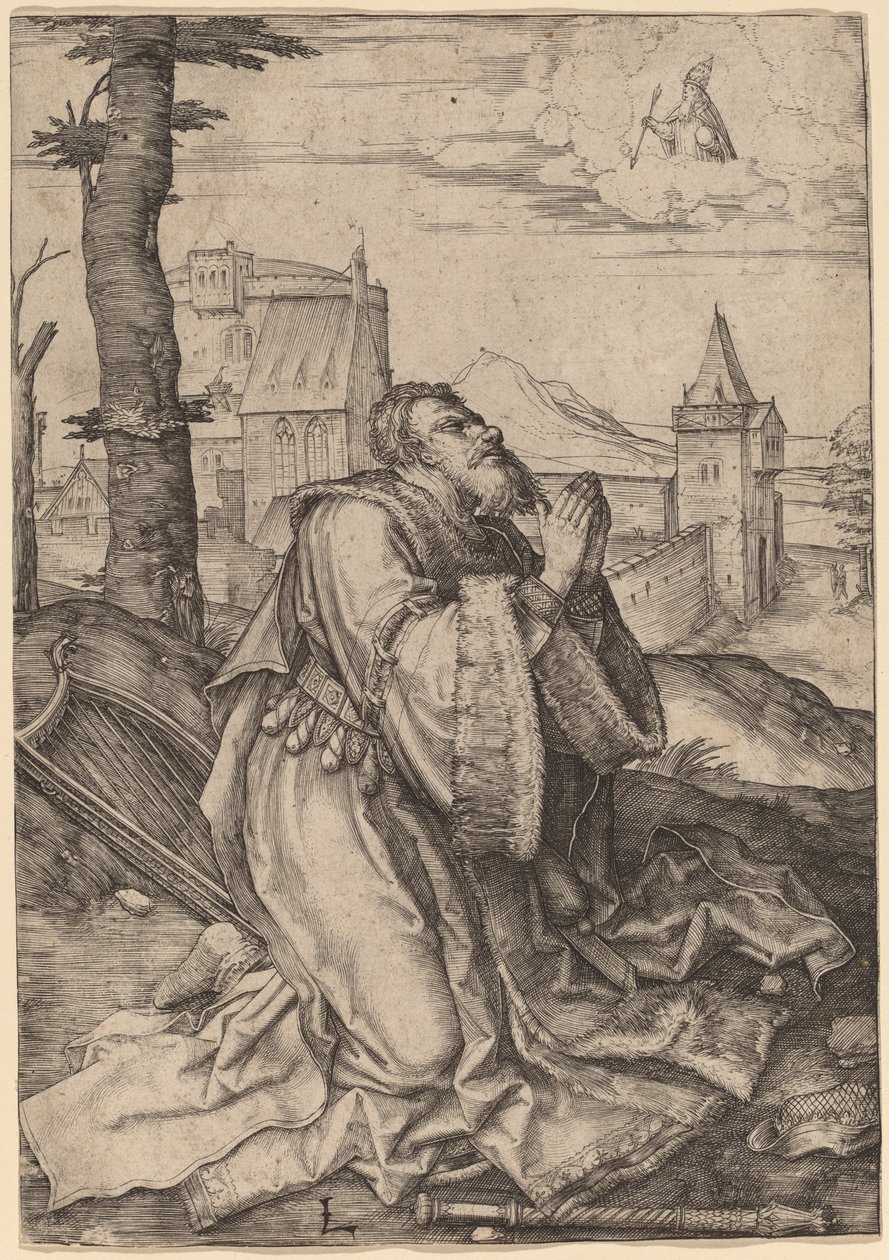 Dávid imádkozik alkotó: Lucas van Leyden