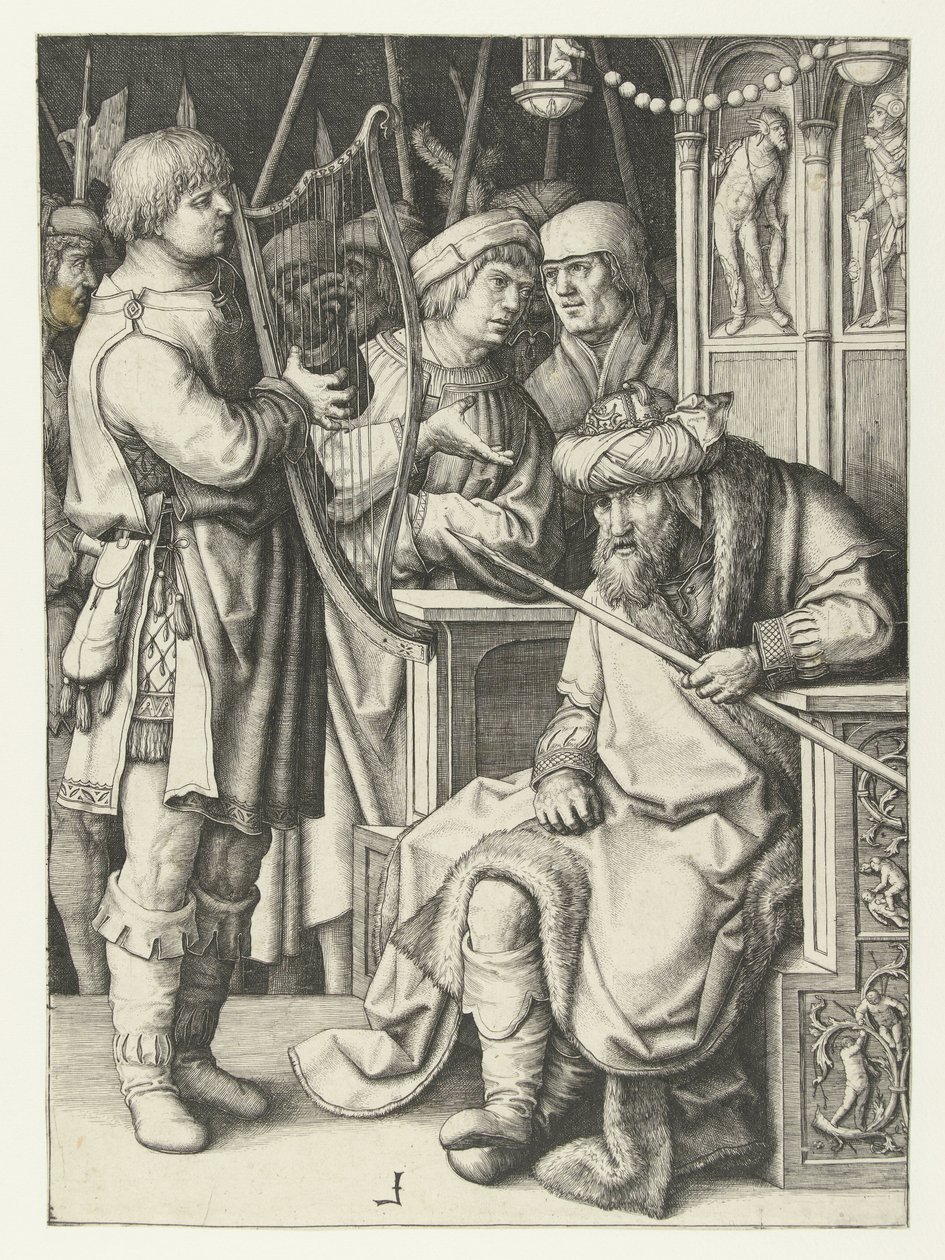 Dávid hárfán játszik Saulnak alkotó: Lucas van Leyden