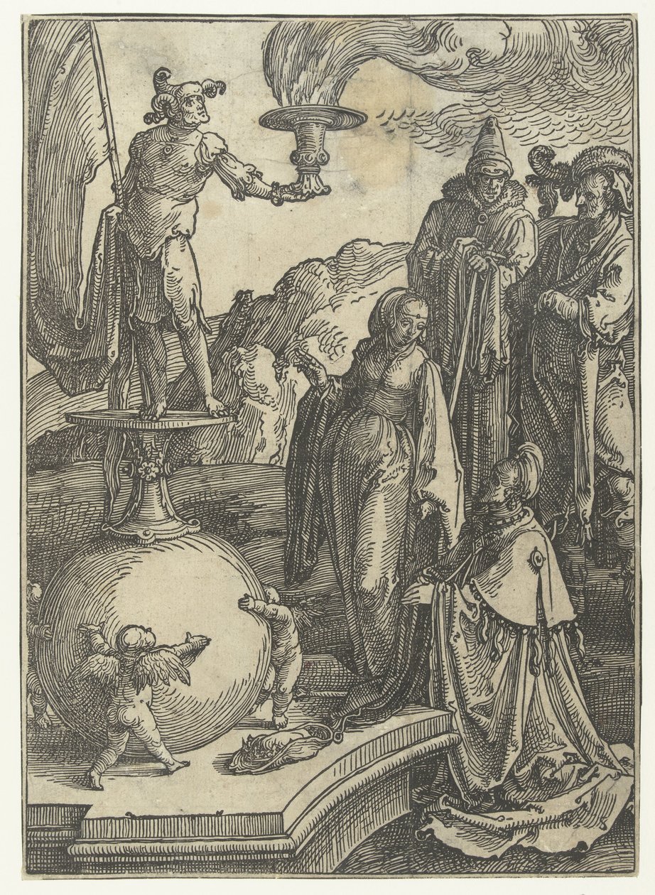 Salamon bálványimádása Kis sorozatú női listák (sorozat címe) alkotó: Lucas van Leyden