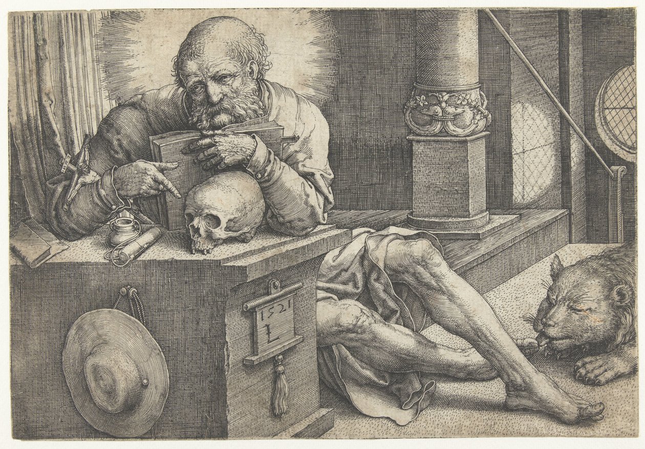 Szent Jeromos a dolgozószobájában alkotó: Lucas van Leyden