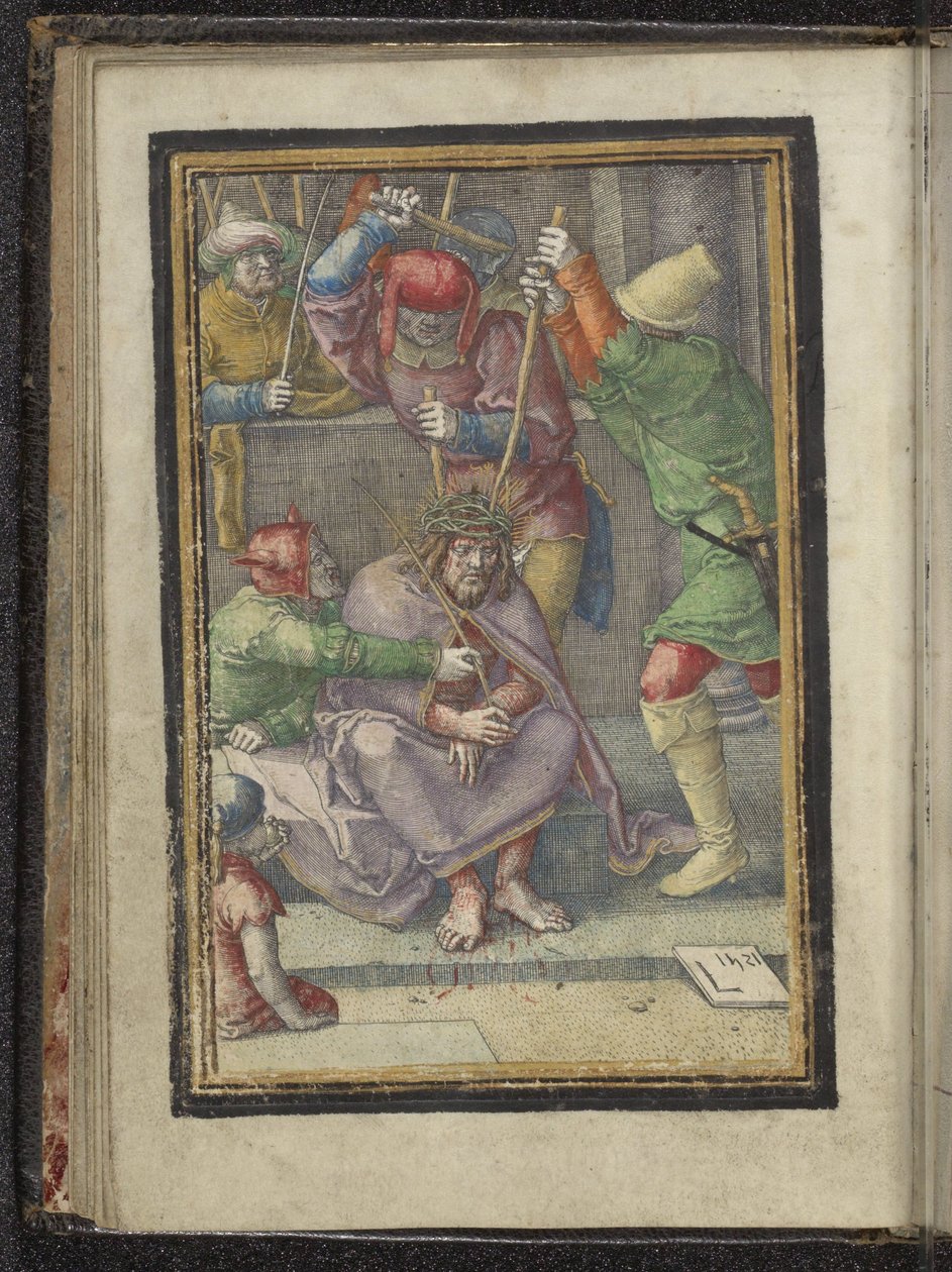 koronázó tövis Krisztus szenvedése (sorozat címe) alkotó: Lucas van Leyden