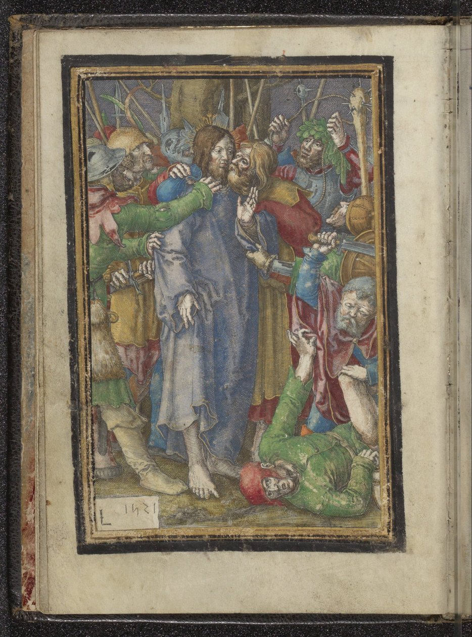 Krisztus fogsága Krisztus szenvedése (sorozat címe) alkotó: Lucas van Leyden
