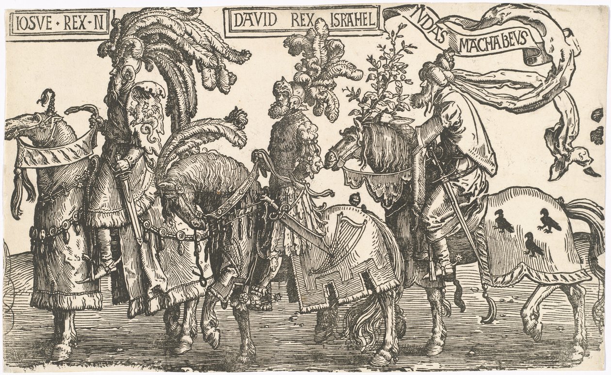 Józsué, Dávid, Júdás Makkabeusok alkotó: Lucas van Leyden