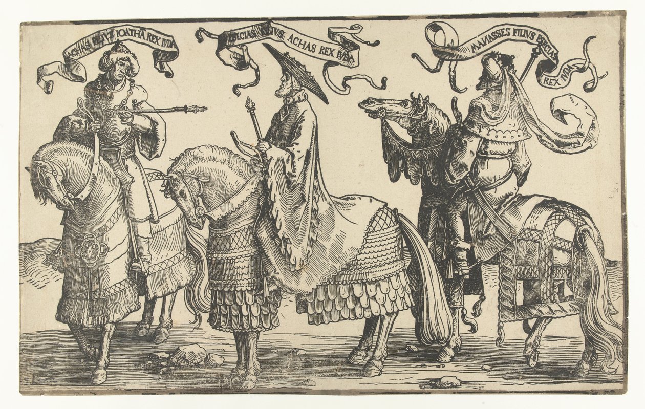Akház, Ezékiás és Manassé királyok Izrael tizenkét királya (sorozat címe) alkotó: Lucas van Leyden