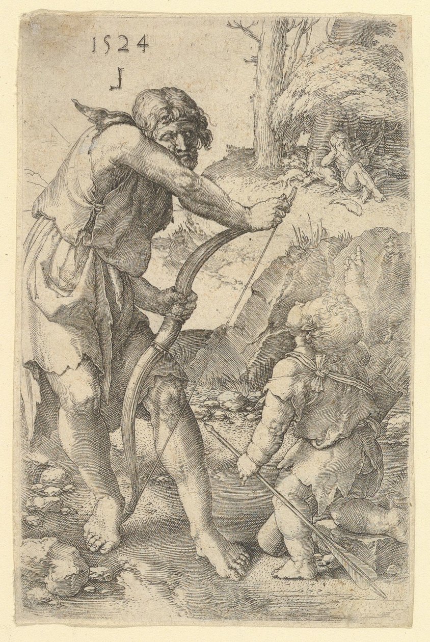 Lámek és Káin, 1524. alkotó: Lucas van Leyden
