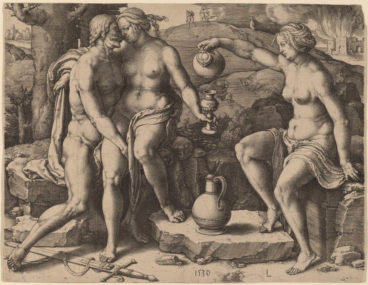 Lót és lányai alkotó: Lucas van Leyden