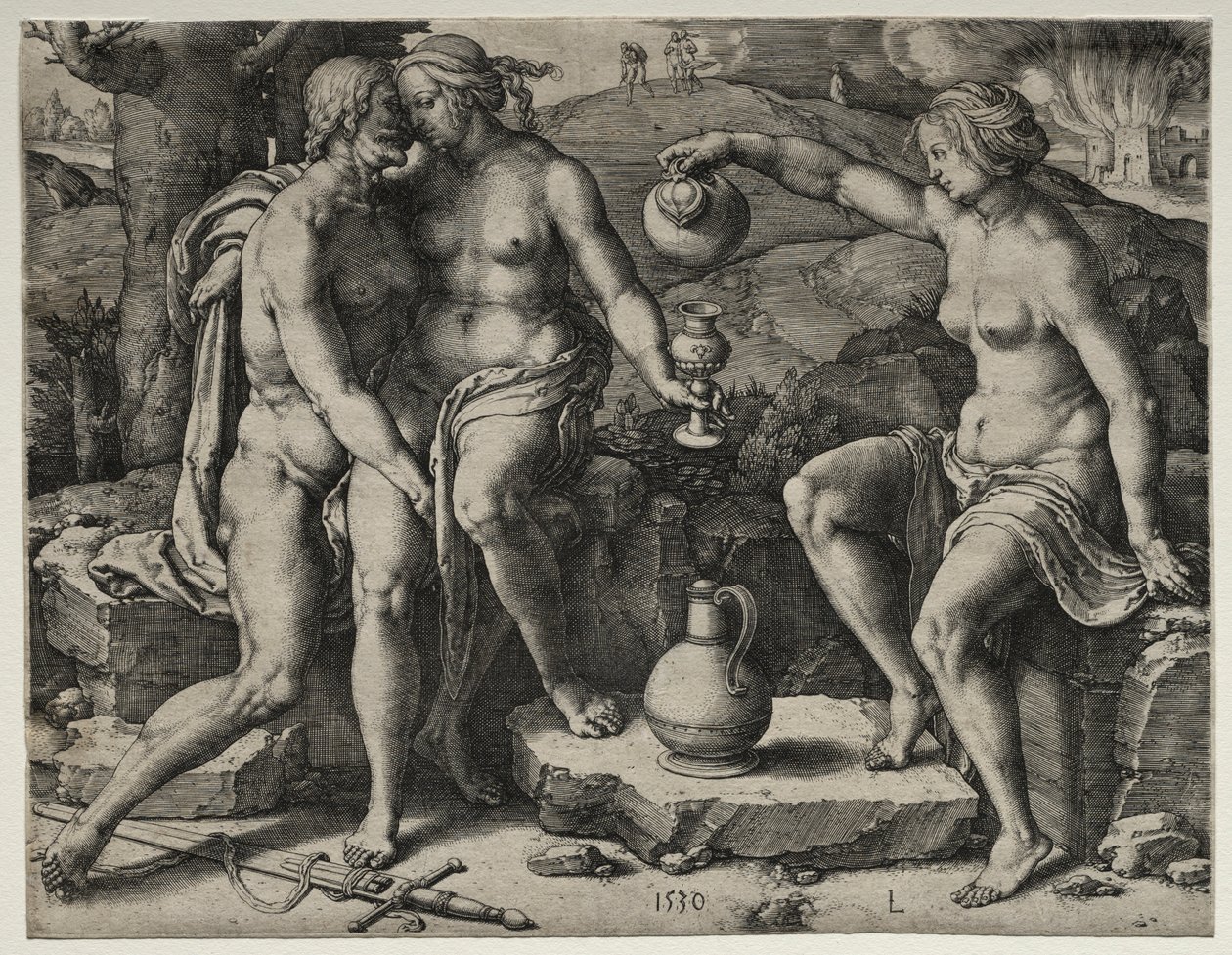 Lót és lányai, 1530. alkotó: Lucas van Leyden