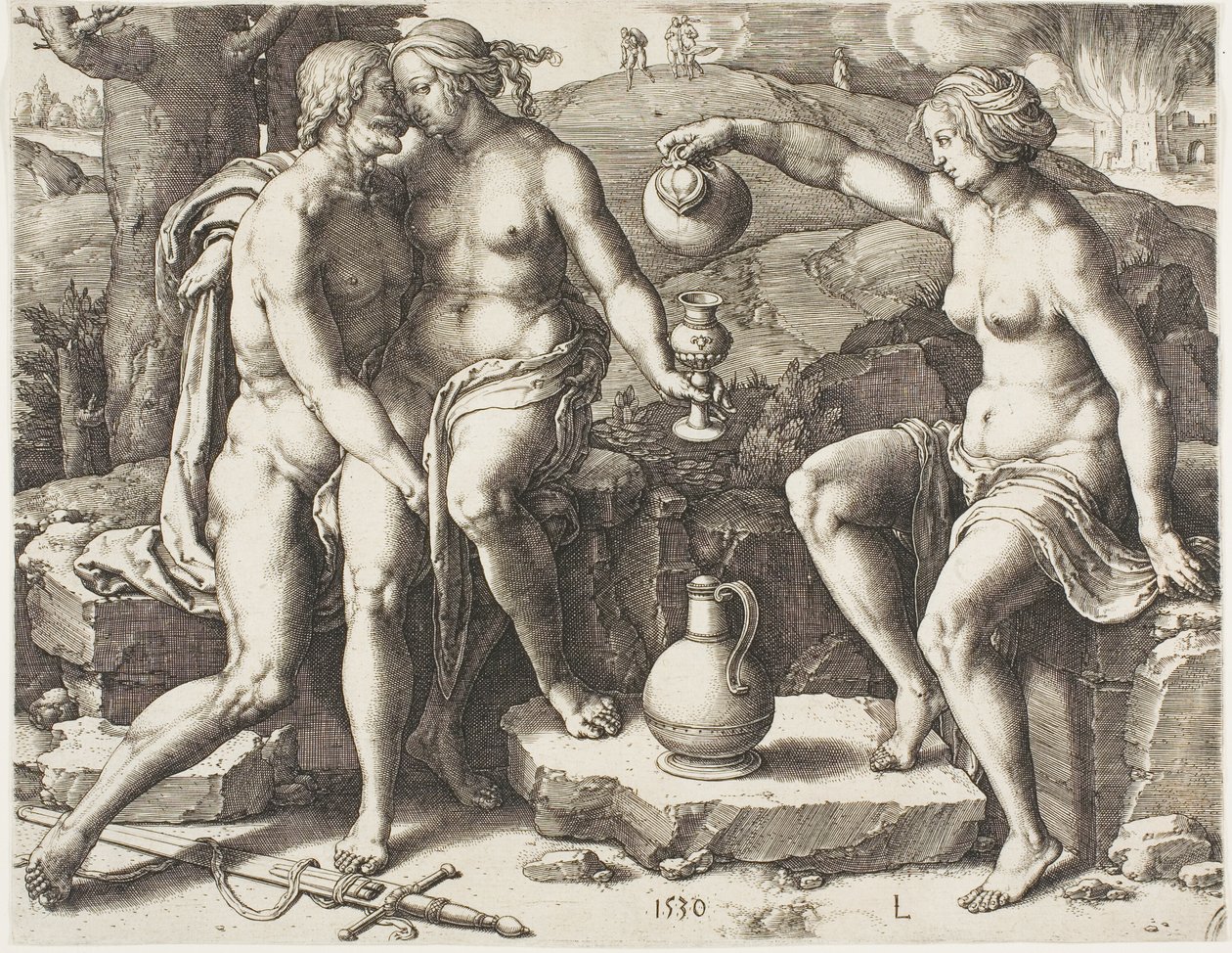 Lót és lányai alkotó: Lucas van Leyden