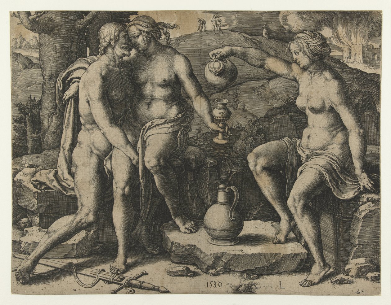 Lót és lányai alkotó: Lucas van Leyden