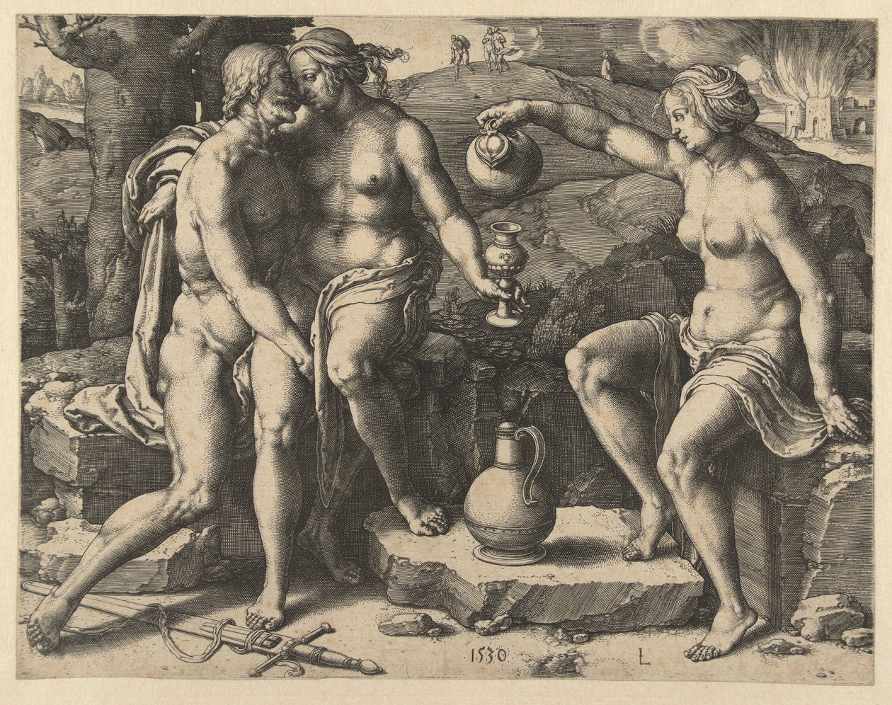 Lót és lányai alkotó: Lucas van Leyden