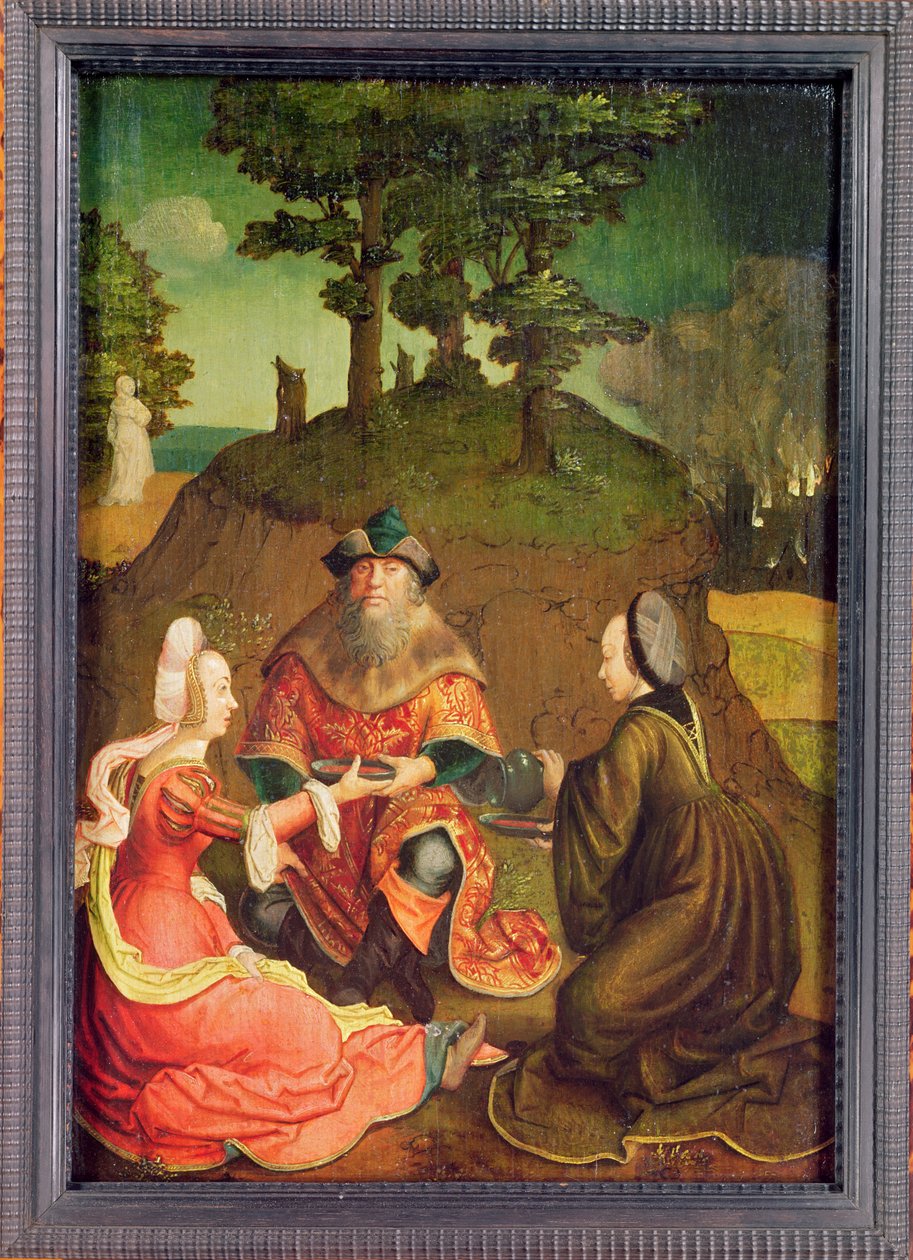 Lót lányai bort itatnak atyjukkal, 1508-1515 körül (olaj a tölgyre) alkotó: Lucas van Leyden
