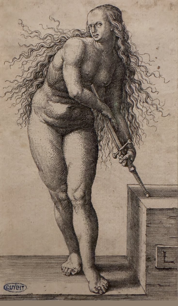 Lucretia öngyilkossága, 1514 és 1515 között (metszet) alkotó: Lucas van Leyden