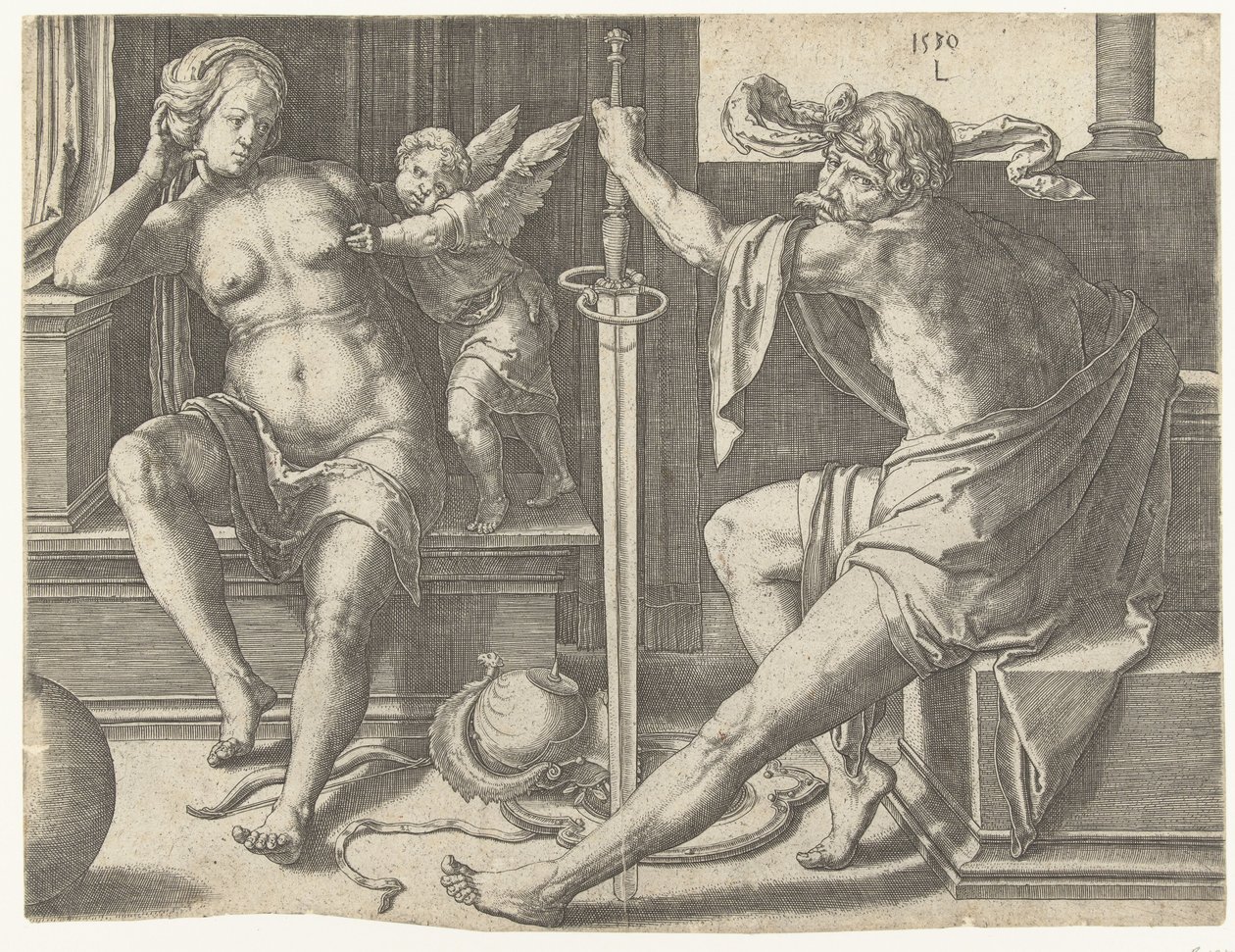 Mars, Vénusz Ámorban alkotó: Lucas van Leyden