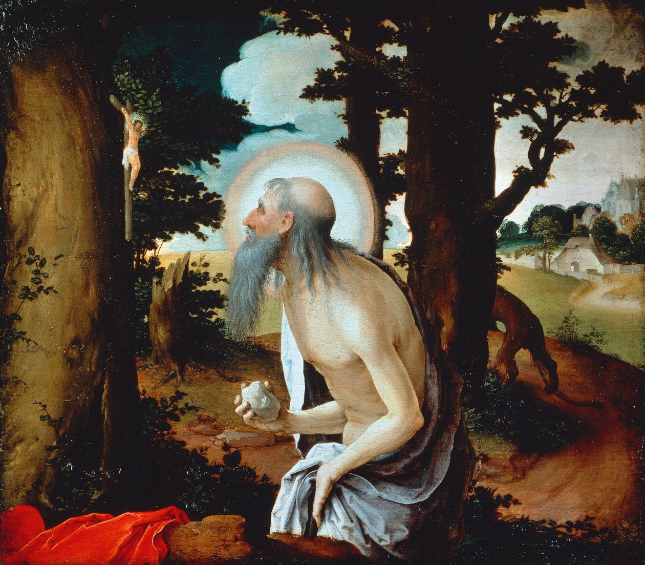 Bűnbánó Szent Jeromos alkotó: Lucas van Leyden