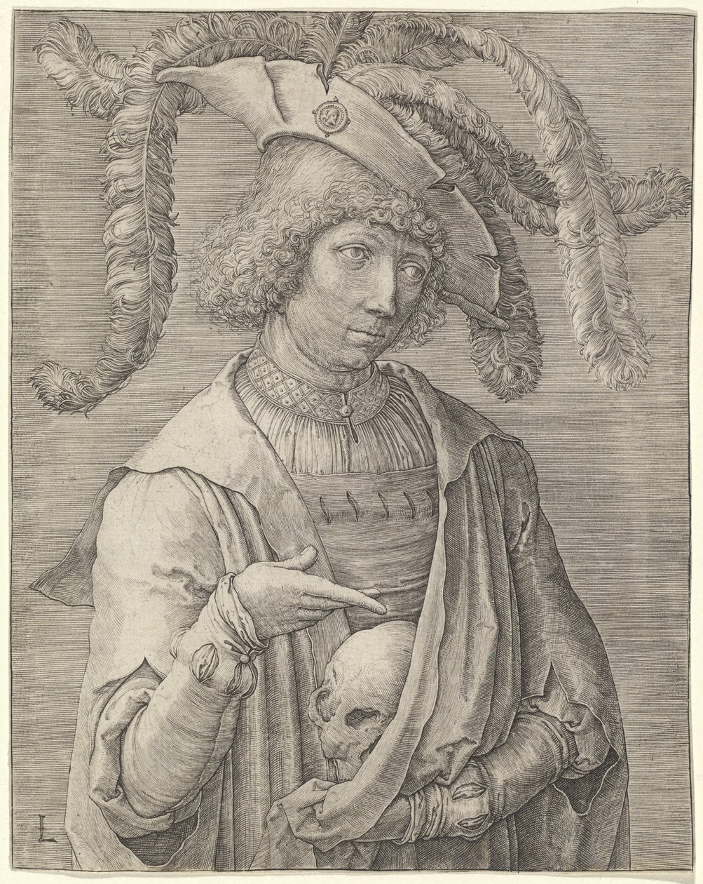 Egy koponyás fiatalember portréja alkotó: Lucas van Leyden